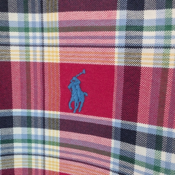 Polo Ralph Lauren Custom Fit Plaid Shirt MEN'S M Button Front Heavy Cotton Pink - Picture 7 of 16